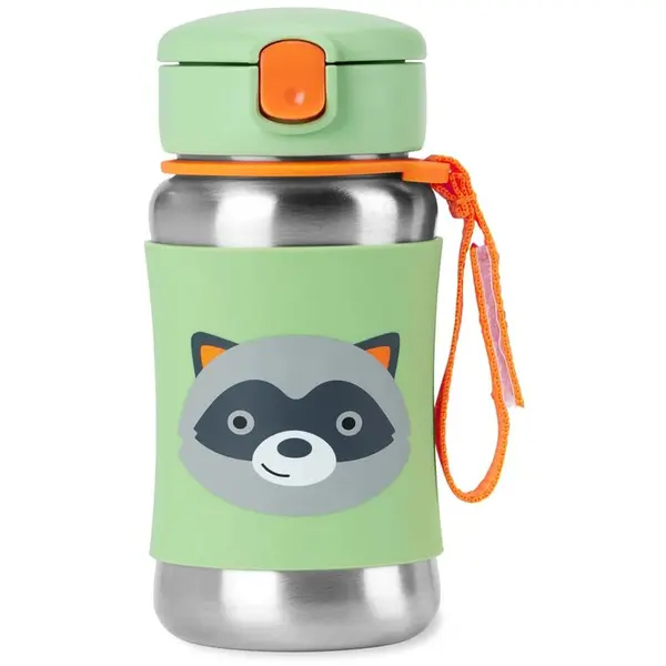 Skip Hop Skip Hop Spark Style Straw Bottle неръждаема бутилка за вода със сламка Racoon 12 m+ 350 мл.