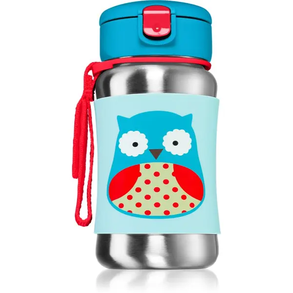 Skip Hop Skip Hop Zoo Straw Bottle неръждаема бутилка за вода със сламка Owl 12 m+ 350 мл.