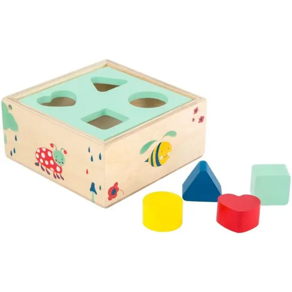 Small foot Small foot Shape-Fitting Cube Forest играчка сортер от дърво 12 m+ 5 бр.