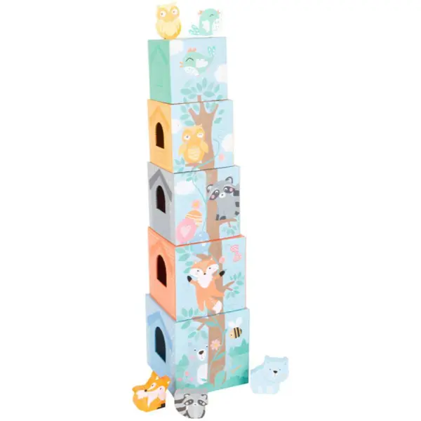 Small foot Small foot Stacking Tower Pastel Animals кула за сглобяване 12m+ 10 бр.