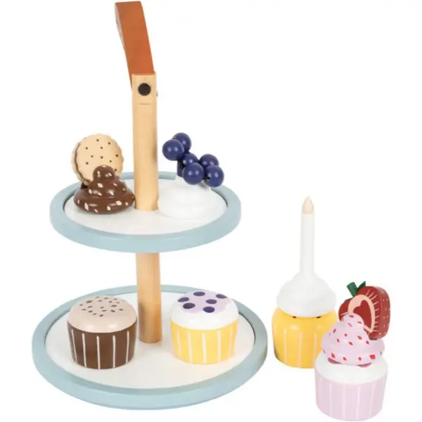 Small foot Small foot Tasty Cupcake Display Tray комплект играчки от дърво 3 y+ 13 бр.