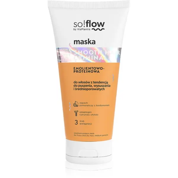 so!flow so!flow Frizzy and Dry Hair Protein-Emollient Mask изглаждаща маска против цъфтене 200 мл.