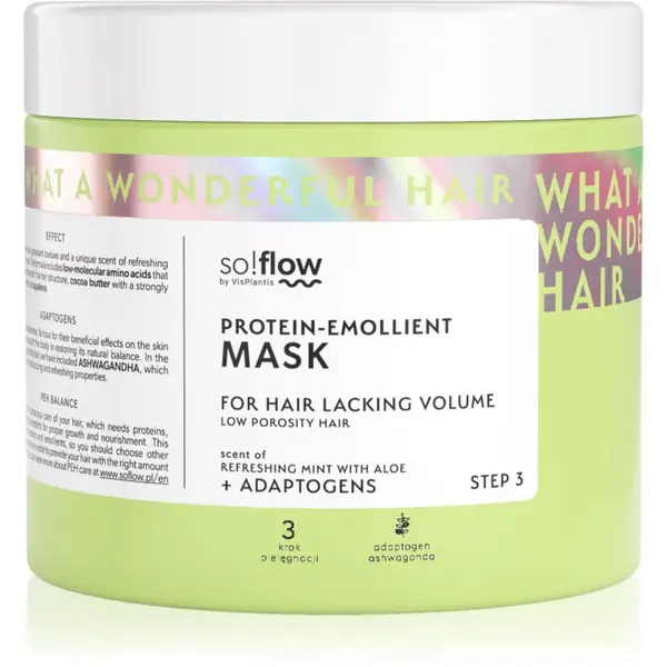 so!flow so!flow Low Porosity Hair Protein-Emollient Mask маска за коса без обем 400 мл.