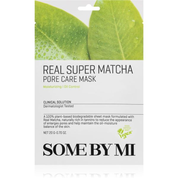 Some By Mi Some By Mi Daily Solution Super Matcha Pore Care подхранваща платнена маска за стягане на порите и матов ефект 20 гр.