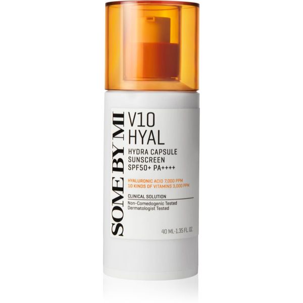 Some By Mi Some By Mi V10 Hyal Hydra Capsule Sunscreen защитен крем за чувствителна и нетолерантна кожа на лицето SPF 50+ 40 мл.