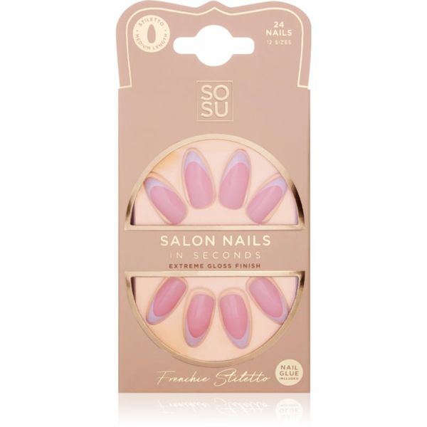 SOSU Cosmetics SOSU Cosmetics Salon Nails Изкуствени нокти цвят Frenchie 24 бр.