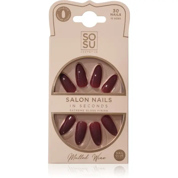 SOSU Cosmetics SOSU Cosmetics Salon Nails Изкуствени нокти цвят Mulled Wine 30 бр.