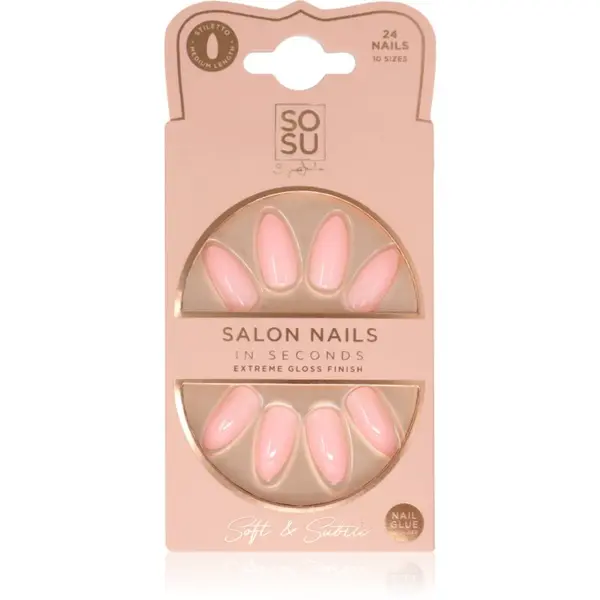 SOSU Cosmetics SOSU Cosmetics Salon Nails Изкуствени нокти цвят Soft & Subtle 24 бр.