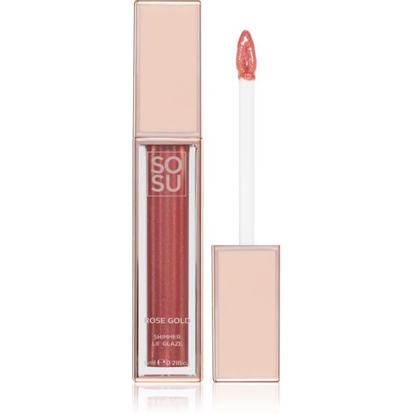 SOSU Cosmetics SOSU Cosmetics Shimmer Lip Glaze хидратиращ блясък за устни с блестящи частици цвят Rose Gold 6 мл.