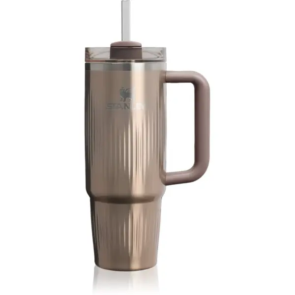 Stanley Stanley Quencher H2.O FlowState™ Fluted Tumbler неръждаема термочаша със сламка средни Pale Gold Shine 890 мл.