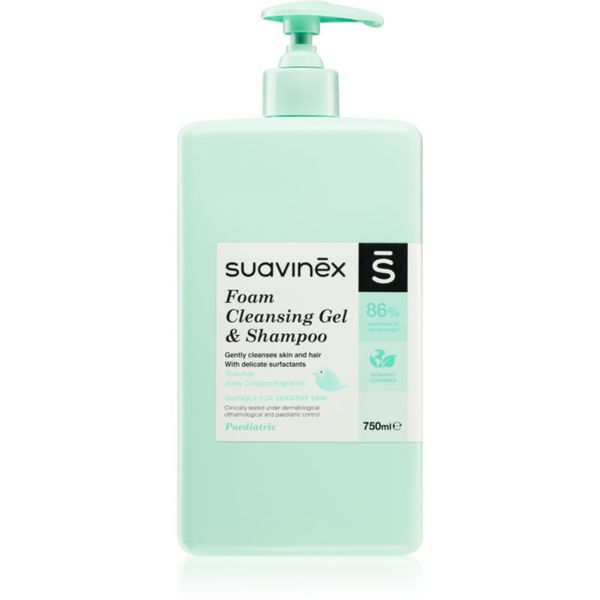 Suavinex Suavinex Foam Cleansing Gel & Shampoo шампоан с пяна за деца от раждането им Baby Cologne 750 мл.