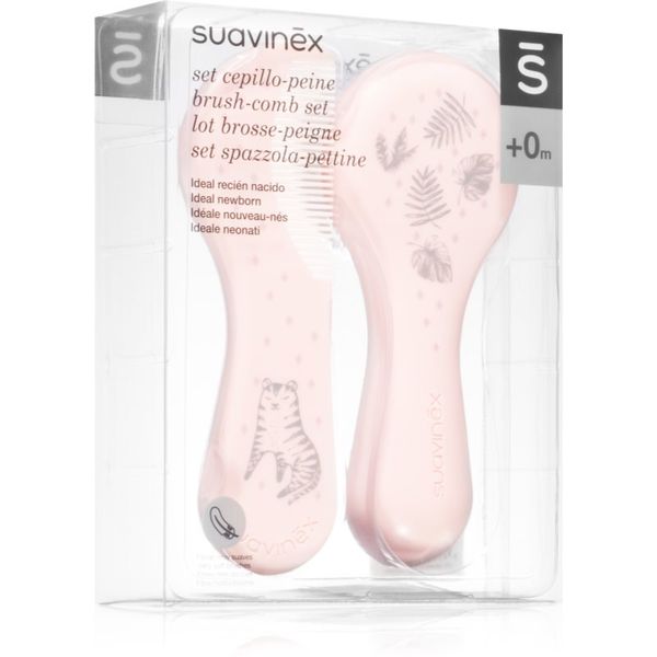 Suavinex Suavinex Tigers Brush-comb Set комплект за деца от раждането им Pink 2 бр.