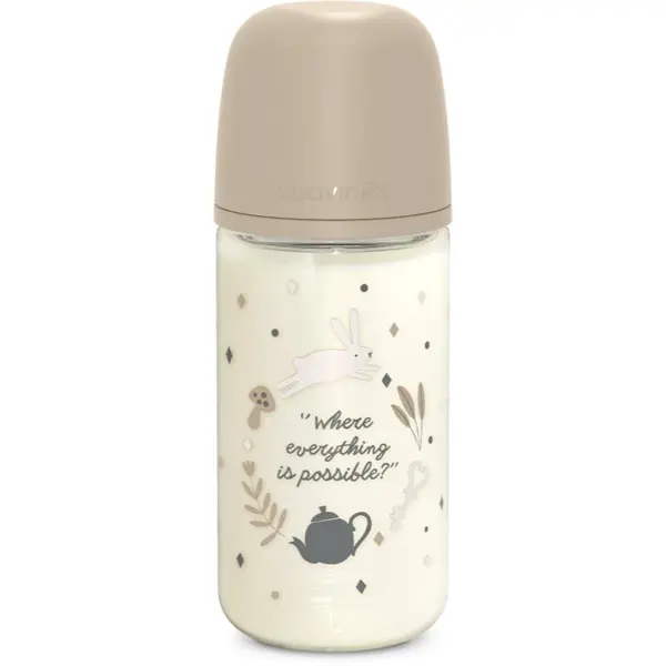 Suavinex Suavinex Wonderland SX Pro Physiological Anti-Colic Glass стъклено бебешко шише M Medium Flow 3 m+ Cream 240 мл.