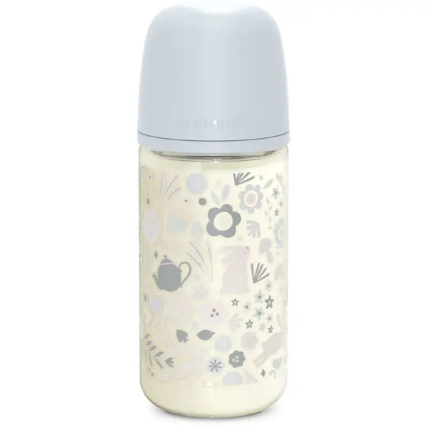 Suavinex Suavinex Wonderland SX Pro Physiological Anti-Colic Glass стъклено бебешко шише M Medium Flow 3 m+ Liberty Blue 240 мл.