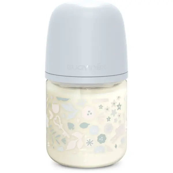 Suavinex Suavinex Wonderland SX Pro Physiological Anti-Colic Glass стъклено бебешко шише S Slow Flow 0 m+ Liberty Blue 120 мл.