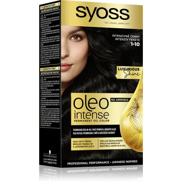 Syoss Syoss Oleo Intense перманентната боя за коса с олио цвят 1-10 Intense Black 1 бр.