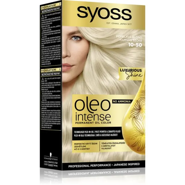 Syoss Syoss Oleo Intense перманентната боя за коса с олио цвят 10-50 Light Ashy Blond 1 бр.