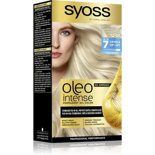 Syoss Syoss Oleo Intense перманентната боя за коса с олио цвят 12-01 Ultra Platinum 1 бр.