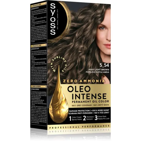 Syoss Syoss Oleo Intense перманентната боя за коса с олио цвят 5-54 Ashy Light Brown 1 бр.