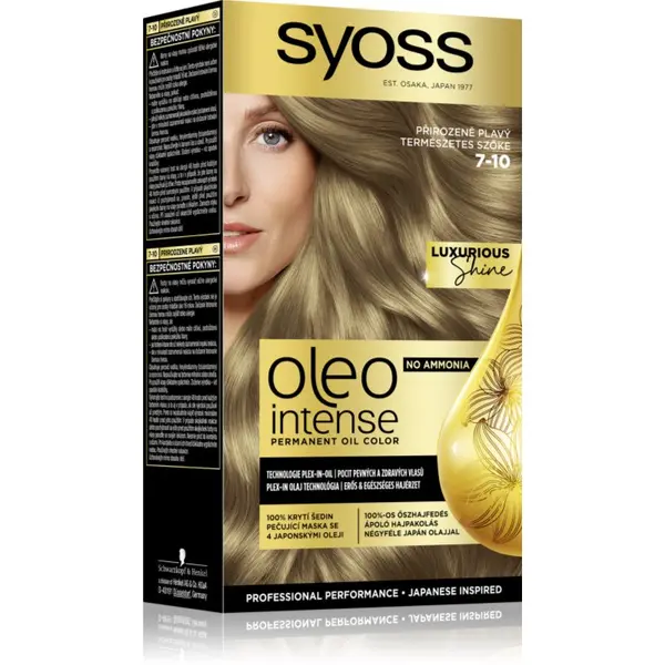 Syoss Syoss Oleo Intense перманентната боя за коса с олио цвят 7-10 Natural Blond 1 бр.