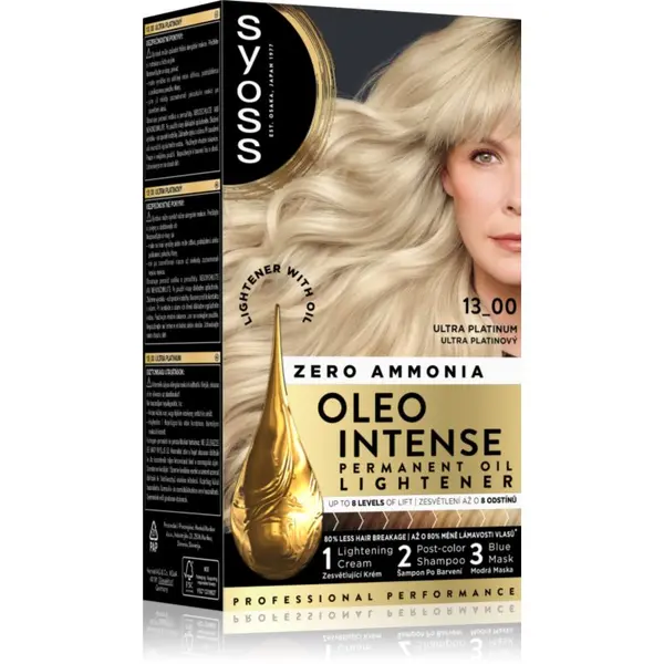 Syoss Syoss Oleo Intense перманентната боя за коса за изсветляване на косата цвят 13-00 Ultra Platinum 50 мл.