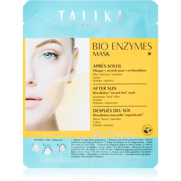Talika Talika Bio Enzymes Mask After Sun успокояваща платнена маска след слънчеви бани 1 бр.