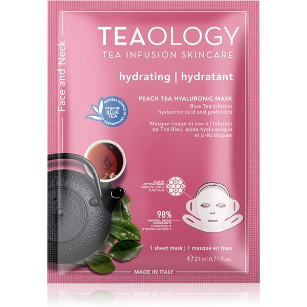 Teaology Teaology Face Mask Peach Tea Hyaluronic хидратираща платнена маска 21 мл.