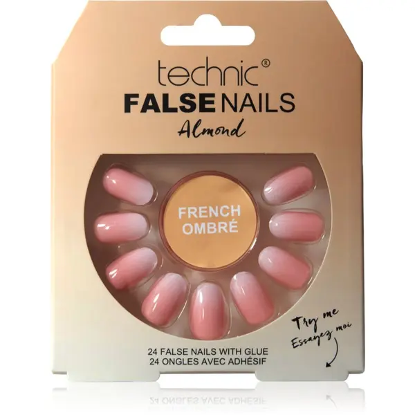 Technic Cosmetics Technic Cosmetics False Nails Almond Изкуствени нокти French Ombré 24 бр.