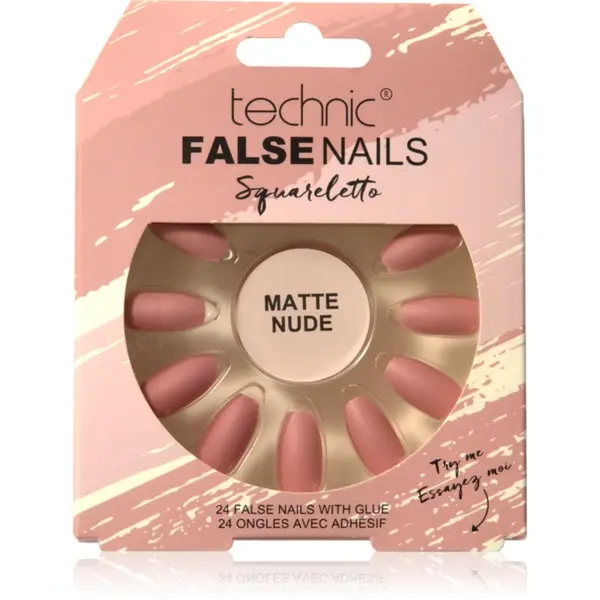Technic Cosmetics Technic Cosmetics False Nails Sqarletto Изкуствени нокти Matte Nude 24 бр.