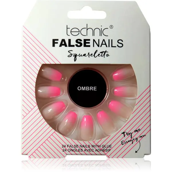 Technic Cosmetics Technic Cosmetics False Nails Squareletto Изкуствени нокти Ombre 24 бр.
