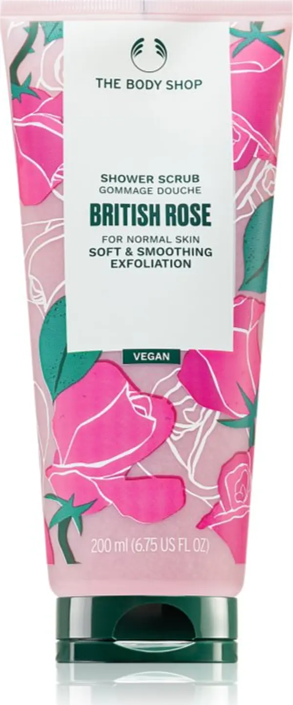 The Body Shop The Body Shop British Rose Shower Scrub нежен пилинг за тяло с аромат на рози 200 мл.