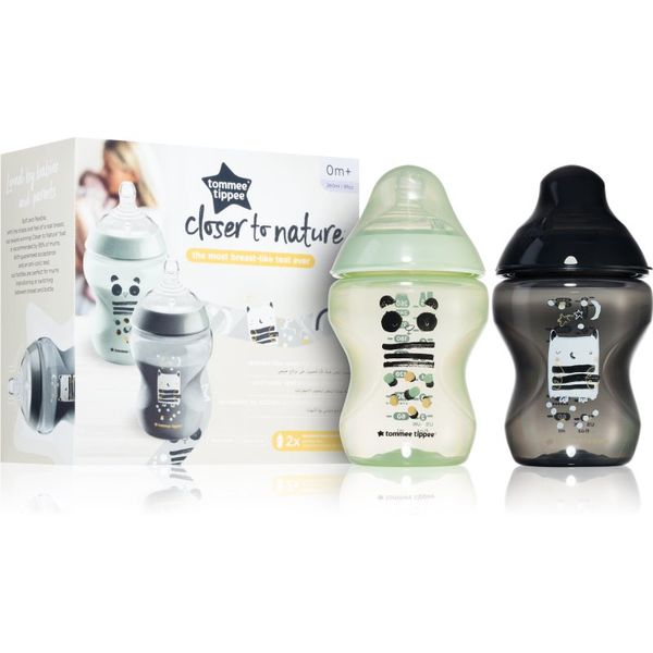 Tommee Tippee Tommee Tippee Closer To Nature Anti-colic Ollie and Pip бебешко шише Slow Flow 0m+ 2x260 мл.