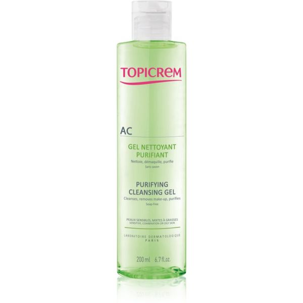 Topicrem Topicrem AC Purifying Cleansing Gel дълбоко почистващ гел за мазна чувствителна кожа 200 мл.