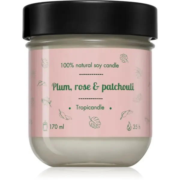 Tropicandle Tropicandle Plum, Rose & Patchouli ароматна свещ 170 мл.