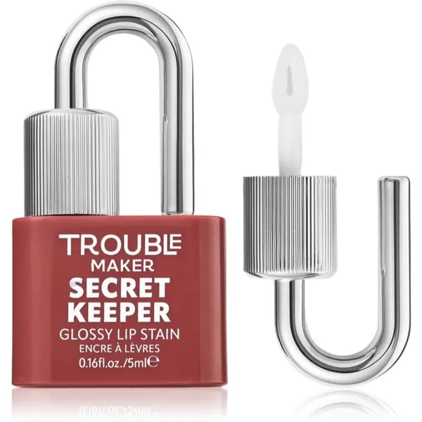 Trouble Maker Trouble Maker Secret Keeper Lip Gloss Stain боя за устни за дълготраен ефект цвят Trickish Caramel Nude 5 мл.