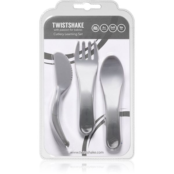 Twistshake Twistshake Learn Cutlery прибор за деца 6+m Pastel Grey 3 бр.
