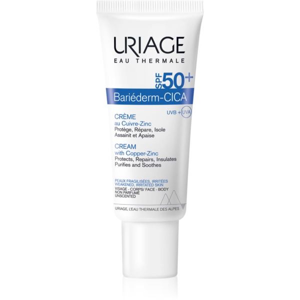 Uriage Uriage Bariéderm Cica-Cream with Copper-Zinc SPF 50+ репариращ крем, съдържащ мед и цинк SPF 50+ 40 мл.
