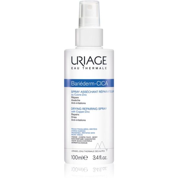 Uriage Uriage Bariéderm Drying Repairing Cica-Spray изсушаващ репариращ спрей, съдържащ мед и цинк 100 мл.