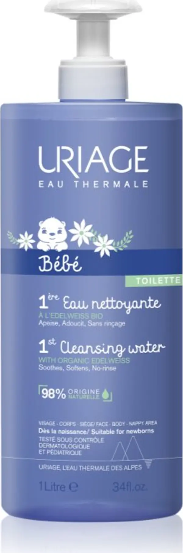 Uriage Uriage Bébé 1st Cleansing Water почистваща вода за тяло и лице 1000 мл.