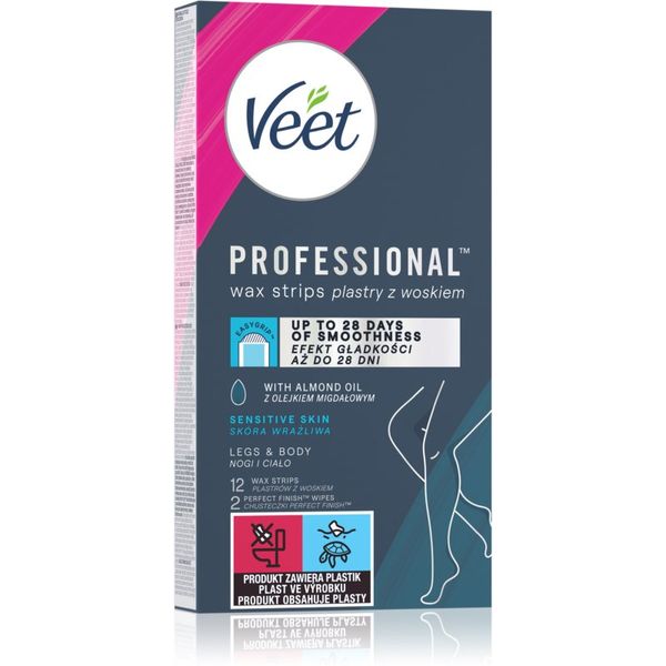 Veet Veet Professional Sensitive Skin восъчни ленти за епилация за чувствителна кожа 12 бр.
