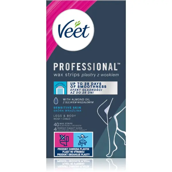 Veet Veet Professional Sensitive Skin восъчни ленти за епилация за чувствителна кожа 40 бр.