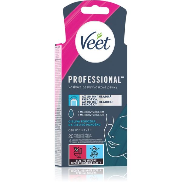 Veet Veet Professional восъчни ленти за епилация за лице за чувствителна кожа на лицето 20 бр.