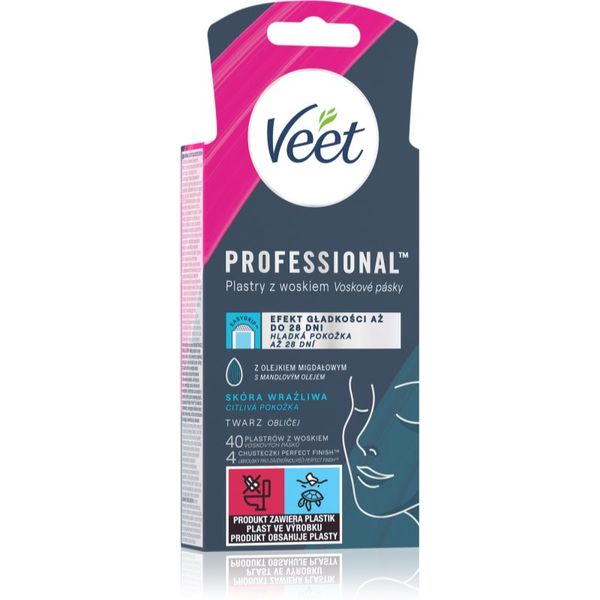 Veet Veet Professional восъчни ленти за епилация за лице за чувствителна кожа на лицето 40 бр.