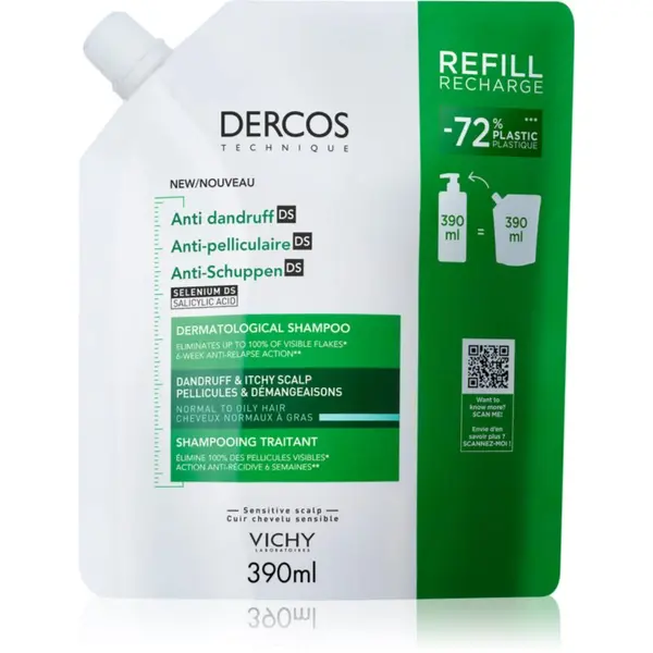Vichy Vichy Dercos Anti-Dandruff шампоан против пърхот за нормална към омазняваща се коса 390 мл.