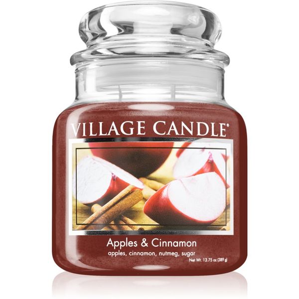Village Candle Village Candle Apples & Cinnamon ароматна свещ (Glass Lid) 389 гр.