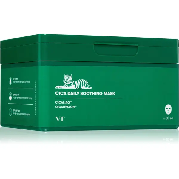 VT Cosmetics VT Cosmetics Cica Daily Soothing Mask интензивна хидратираща маска за лице с успокояващ ефект голяма опаковка 30 бр.