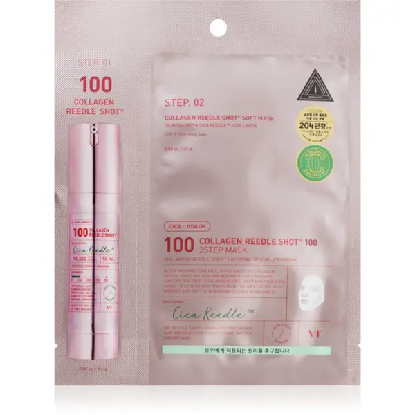 VT Cosmetics VT Cosmetics Collagen Reedle Shot 100 2 Step Mask маска с лифтинг и стягащ ефект за двуфазно третиране на кожата на лицето 26.5 гр.