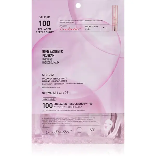 VT Cosmetics VT Cosmetics Collagen Reedle Shot 100 2Step Hydrogel Mask интензивна хидрогелна маска със стягащ ефект 34.5 гр.