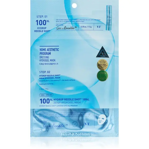 VT Cosmetics VT Cosmetics Hydrop Reedle Shot 100 2Step Hydrogel Mask интензивна хидрогелна маска с хидратиращ ефект 34.5 гр.
