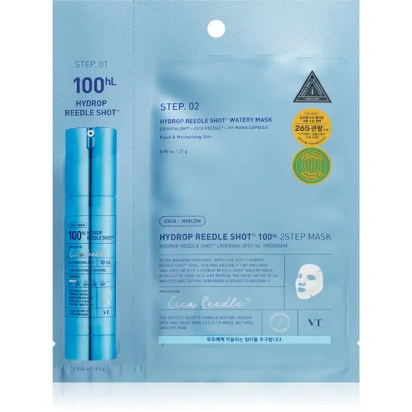 VT Cosmetics VT Cosmetics Hydrop Reedle Shot 100hL 2 Step Mask интензивна хидратираща маска за двуфазно третиране на кожата на лицето 28.5 гр.